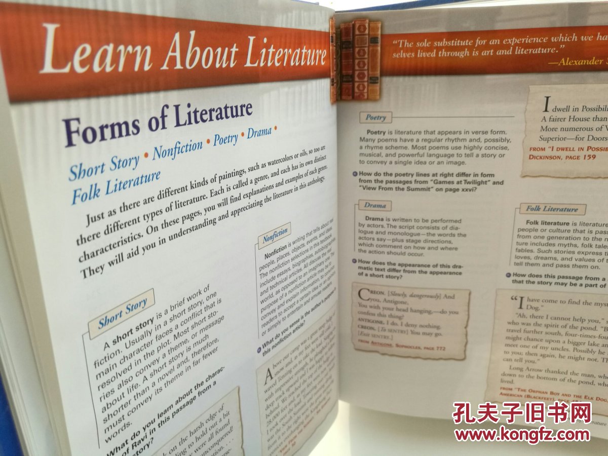美国中学教材:文学,阅读与写作 白金级 prentice hall