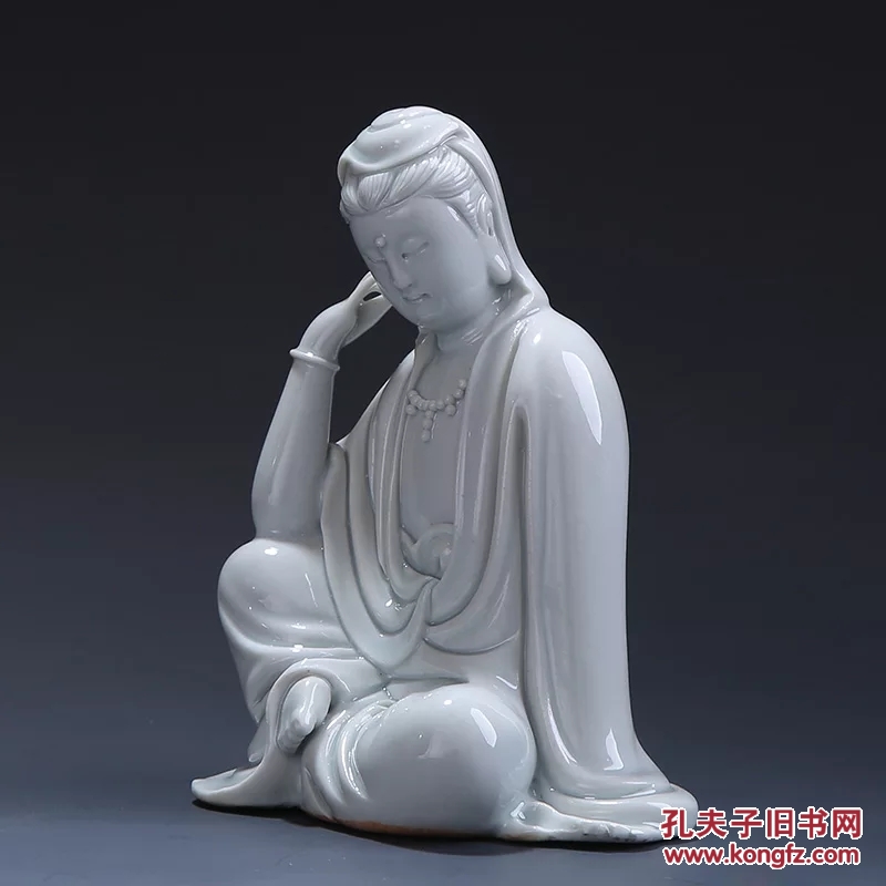 收藏品八十年代德化白瓷观音,盘坐观音,仿清代小观音