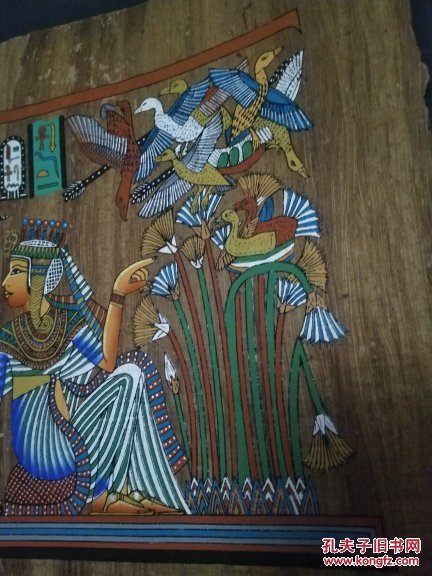 埃及法老艳后宫廷两人彩色头像埃及国粹特色草纸画彩绘有阿拉伯风格