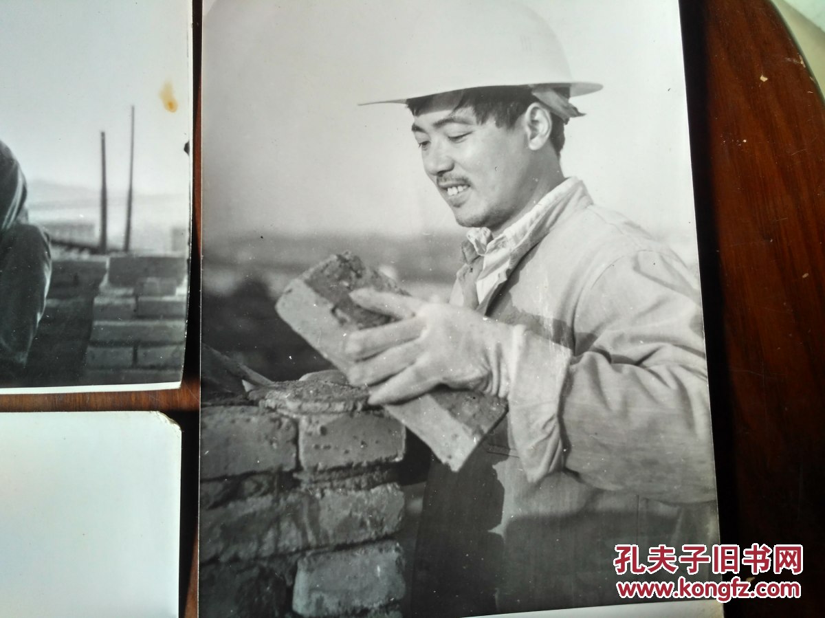 80年代建筑工人照片一组5张合售(金华老照片收藏)