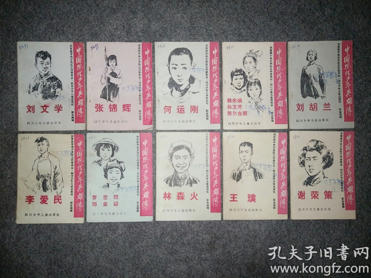 《中国现代少年英雄传》10册全,原函套.