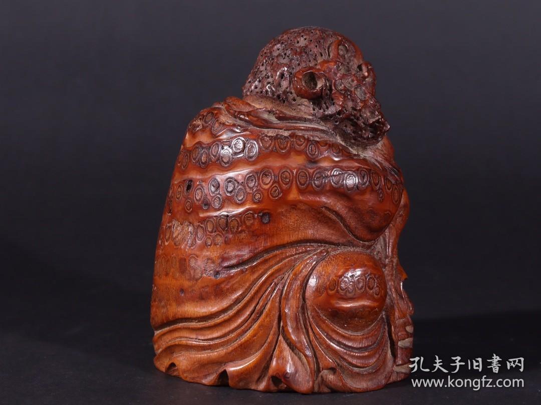 藏家让藏老竹根雕达摩摆件