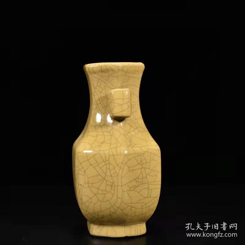 宋代瓷器精品老货收藏宋哥窑贯耳瓶方瓶