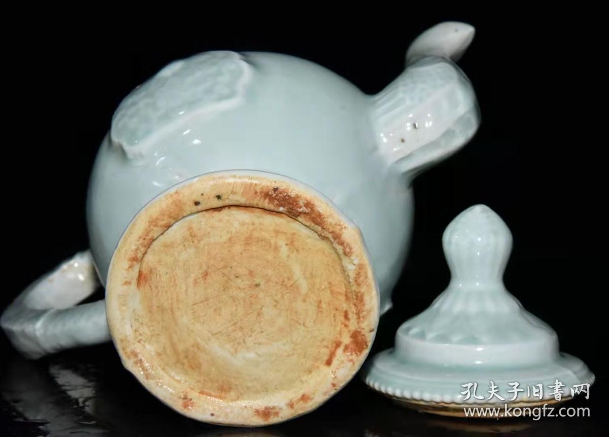 宋代瓷器精品老货收藏宋影青瓷雕刻酒壶
