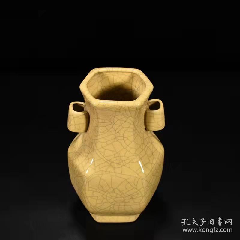宋代瓷器精品老货收藏宋哥窑贯耳瓶方瓶