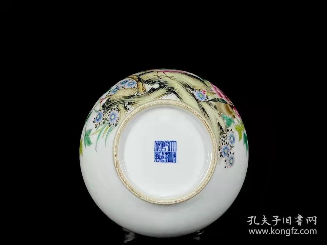 清代瓷器精品老货收藏清乾隆珐琅彩锦鸡戏牡丹花鸟纹赏瓶z