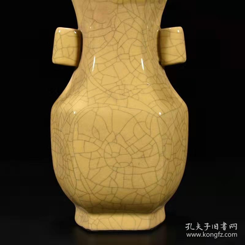 宋代瓷器精品老货收藏宋哥窑贯耳瓶方瓶