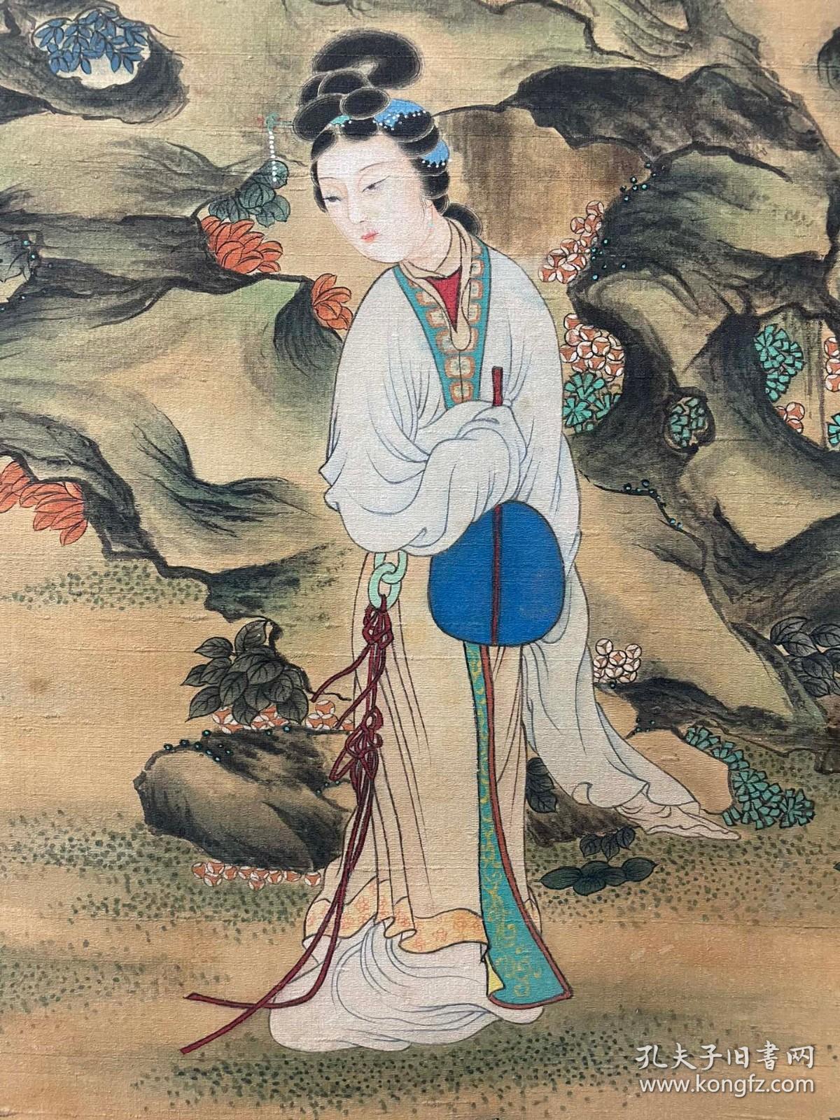 唐寅仕女图回流绢本