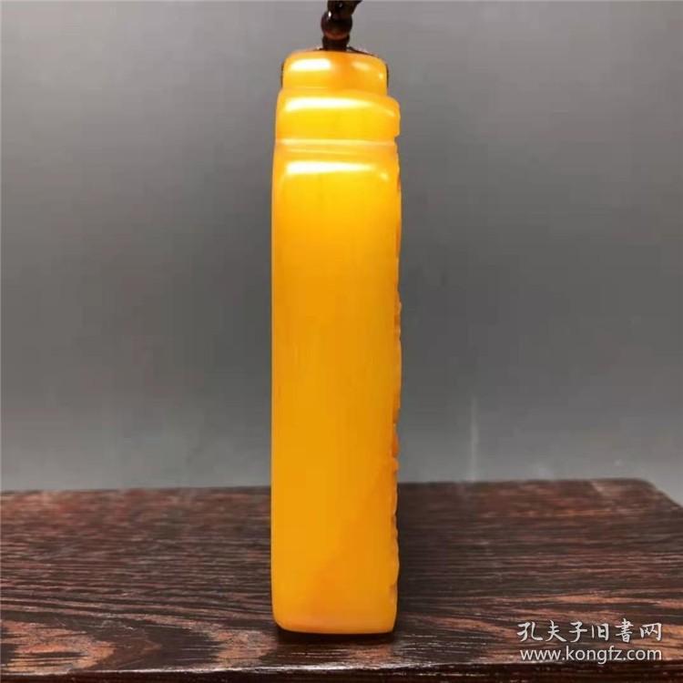 金石篆刻珍藏寿山田黄石精雕刻双龙戏珠宫廷御用令牌摆件老货