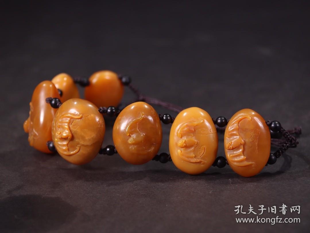 旧藏寿山田黄石 福在眼前 手串.