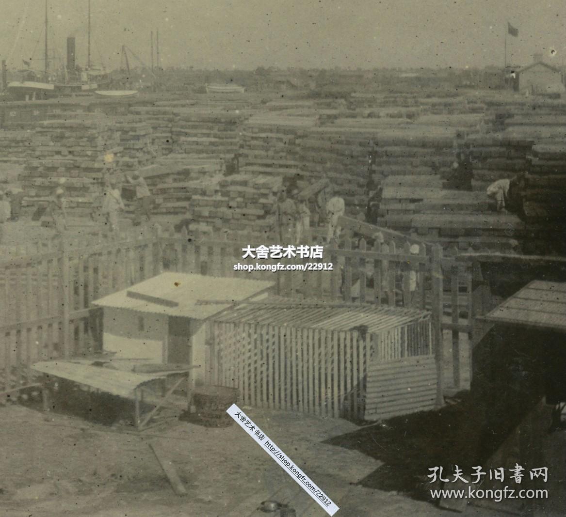 清代1900年庚子事变时期八国联军控制下的天津新河码头货场全景老照片