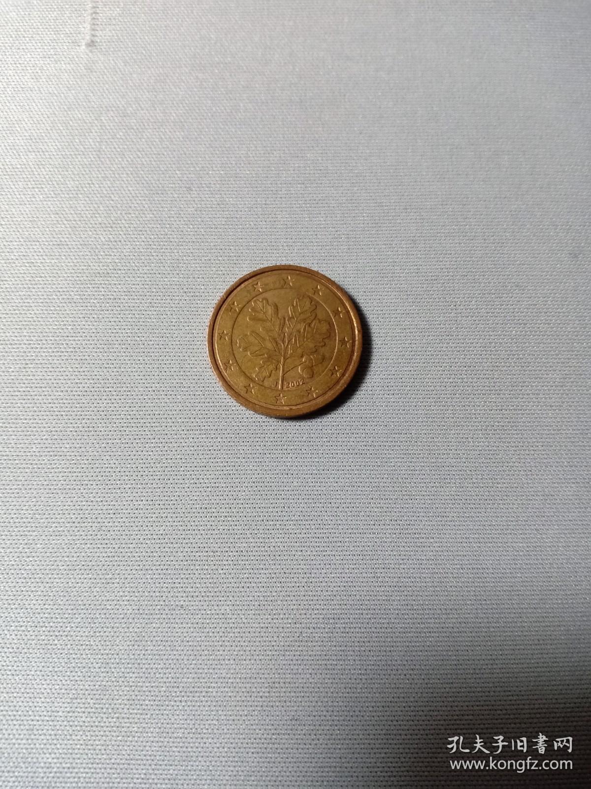 欧元德国2欧分2002年版背面橡树枝赠硬币保护盒