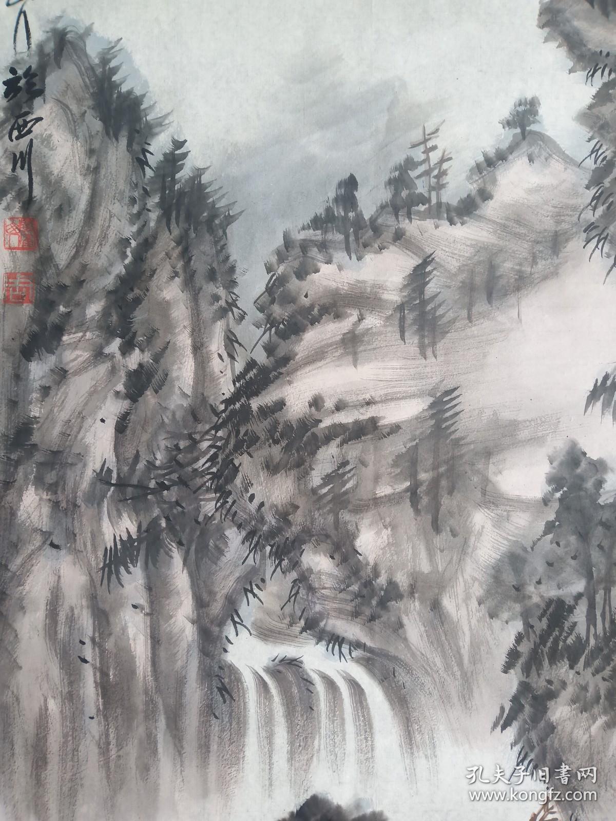 四川乐山著名画家周云鹤精品山水画软件永久保真画心尺寸13869厘米j