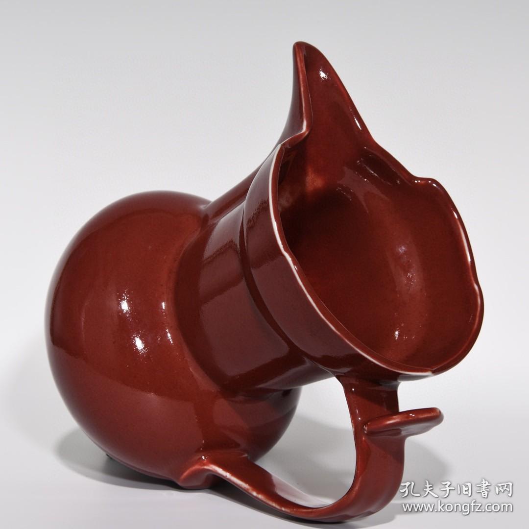 明代瓷器精品老货收藏明宣德祭红釉僧帽壶