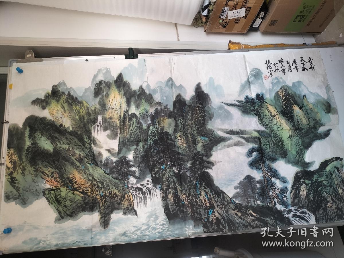 陈大章手绘水墨山水画巨幅横幅一副尺寸180x96