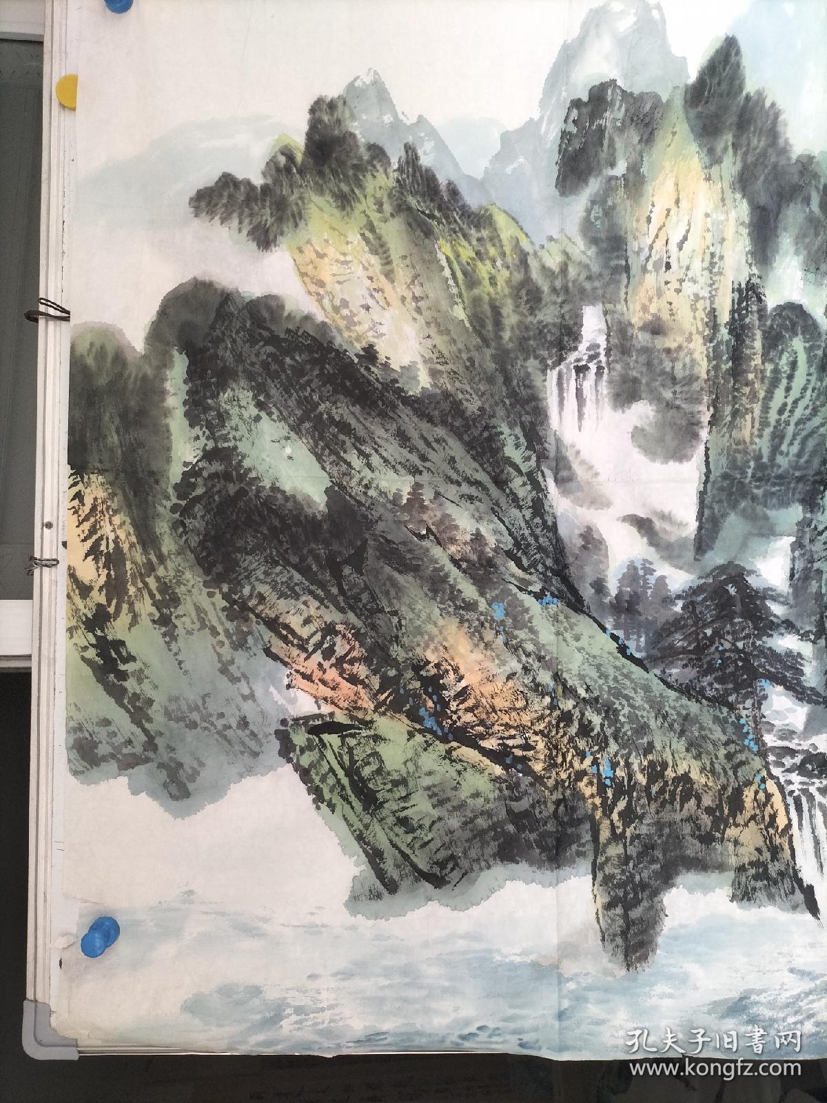 陈大章手绘水墨山水画巨幅横幅一副尺寸180x96
