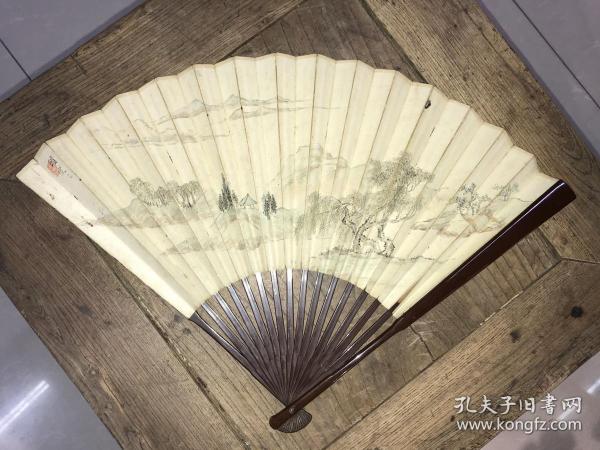 清末附贡生无锡锡山秦氏家族秦臻第四子秦宝瓒山水及泥金书法漆骨成扇