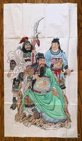 无款无印精品人物关羽周仓关平画像软片