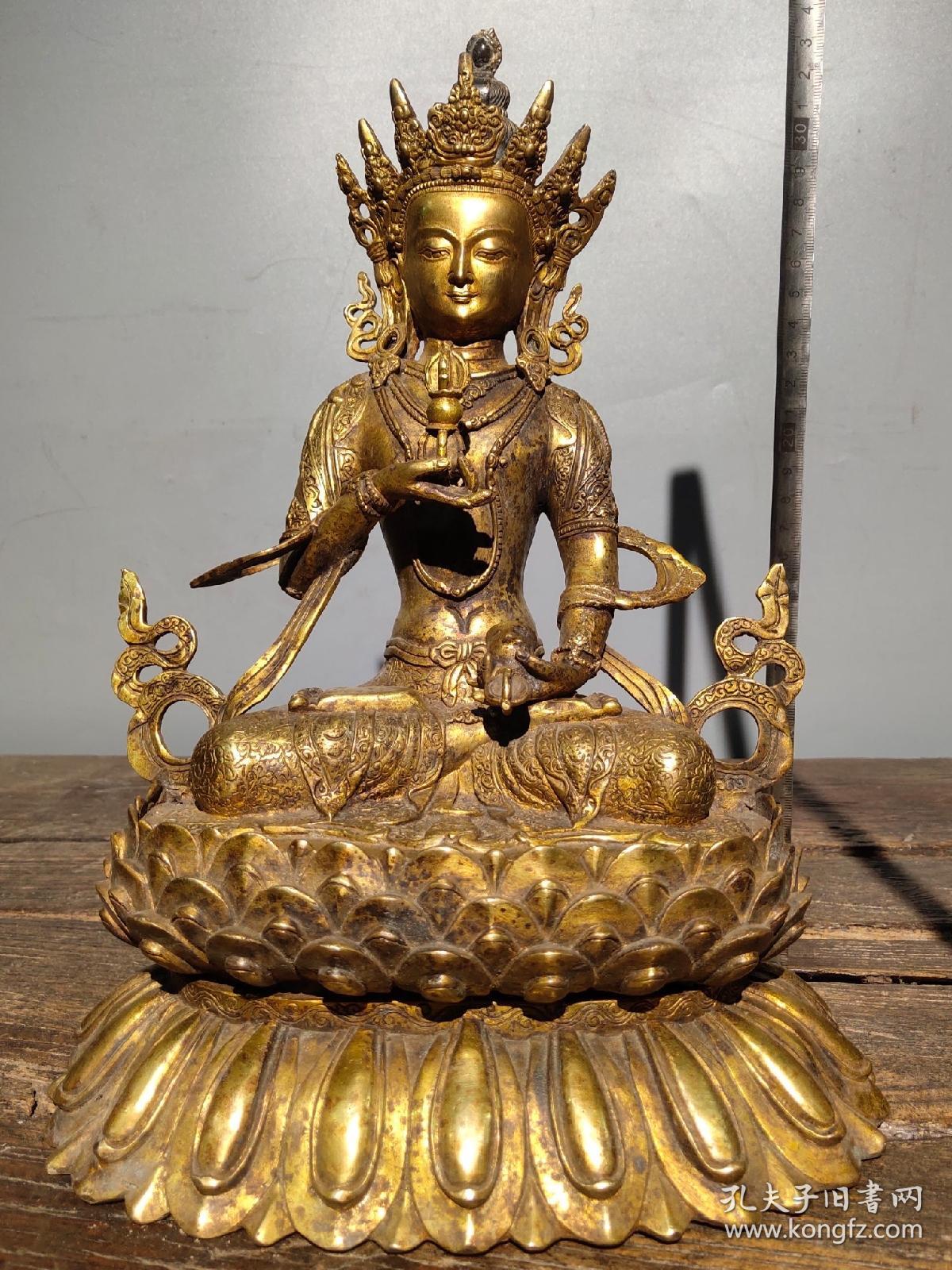 旧藏纯铜鎏金佛像金刚萨埵藏佛一尊恭请供奉佛像摆件高34厘米长245