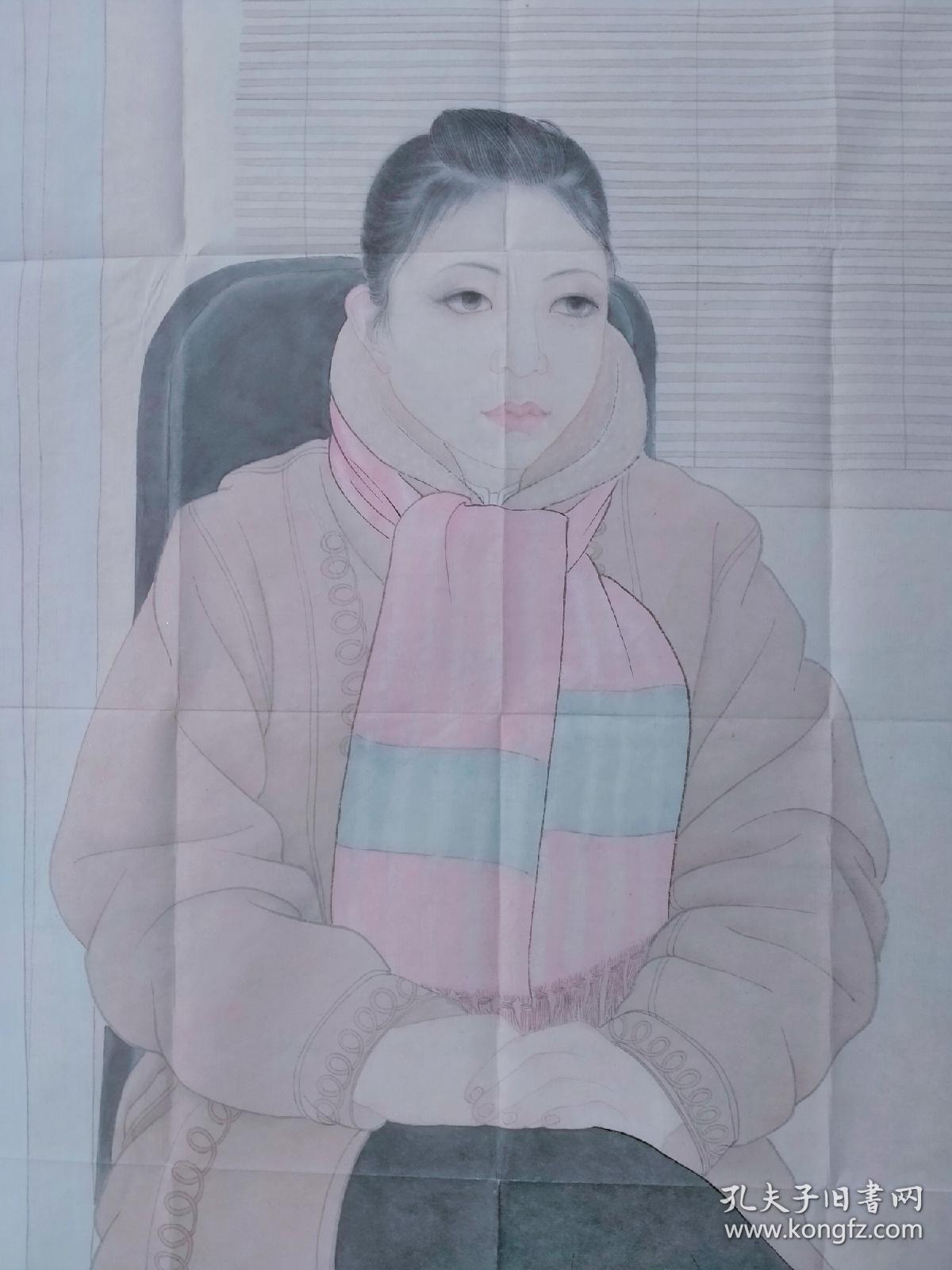 杨健生工笔人物一幅,尺寸:78*55,杨健生,1965年6月生于河南林州市