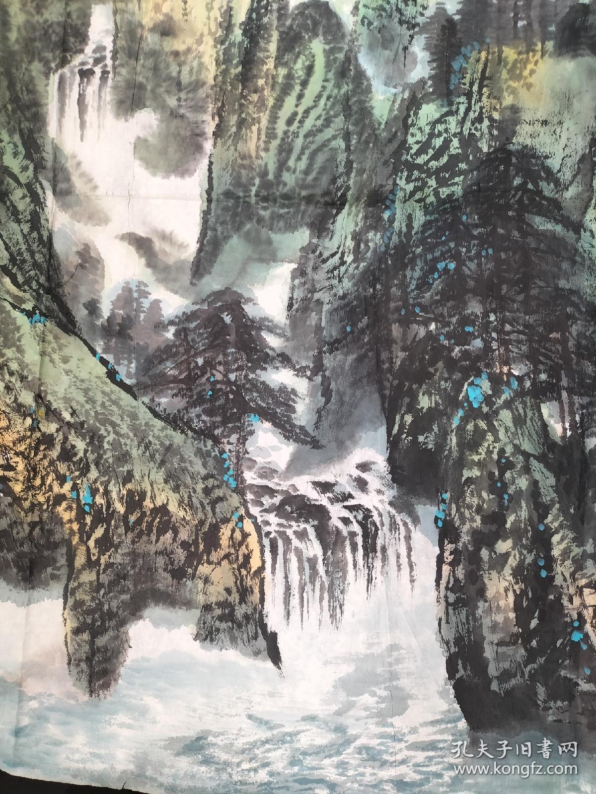 陈大章手绘水墨山水画巨幅横幅一副尺寸180x96
