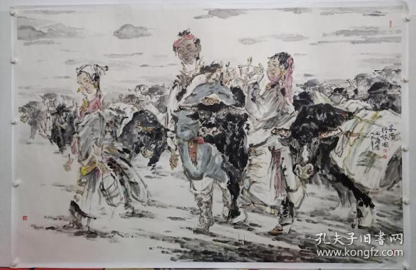 保真书画当代著名人物画家重庆名家彭和民巨幅人物画精品一幅尺寸1432