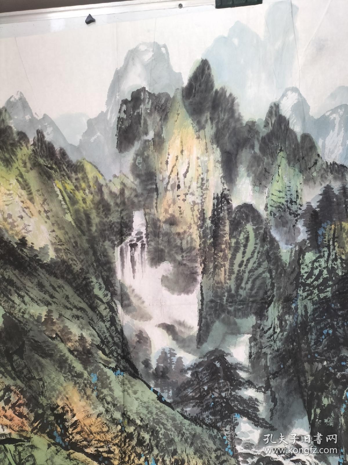 陈大章手绘水墨山水画巨幅横幅一副尺寸180x96