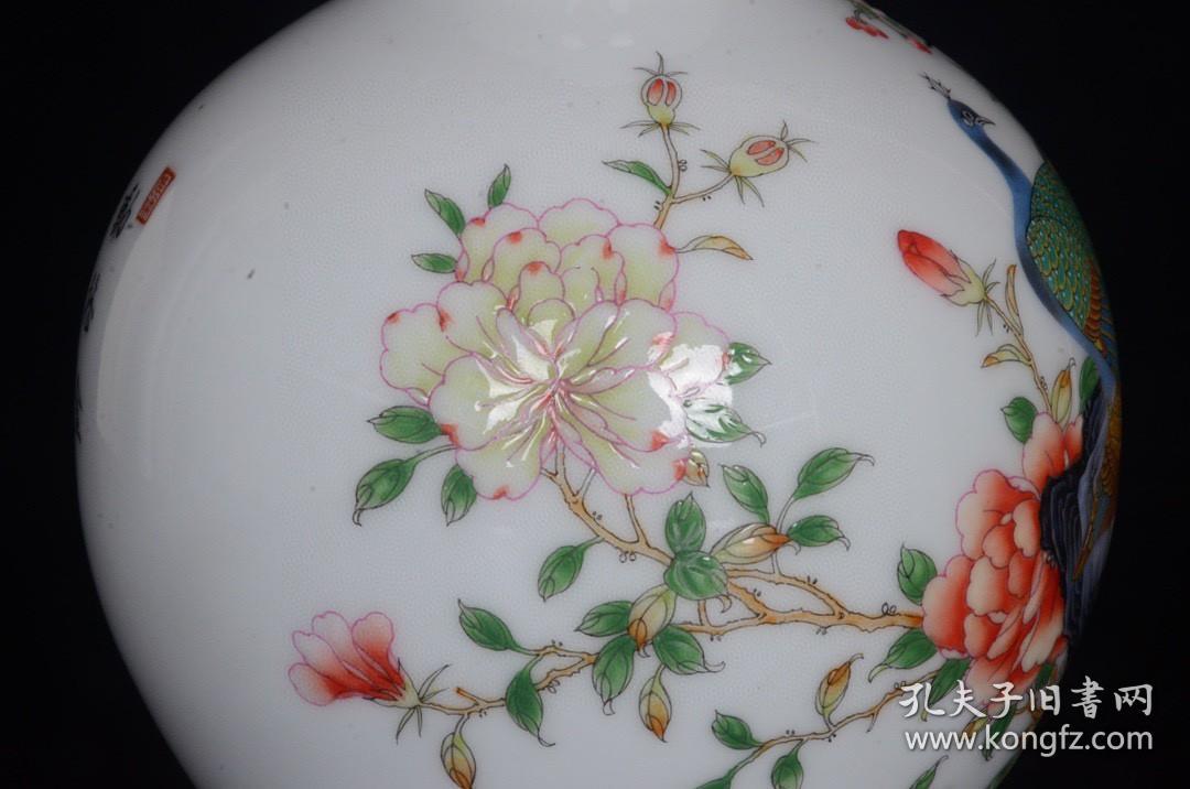 清代瓷器精品老货收藏清雍正珐琅彩花鸟孔雀牡丹纹葫芦瓶