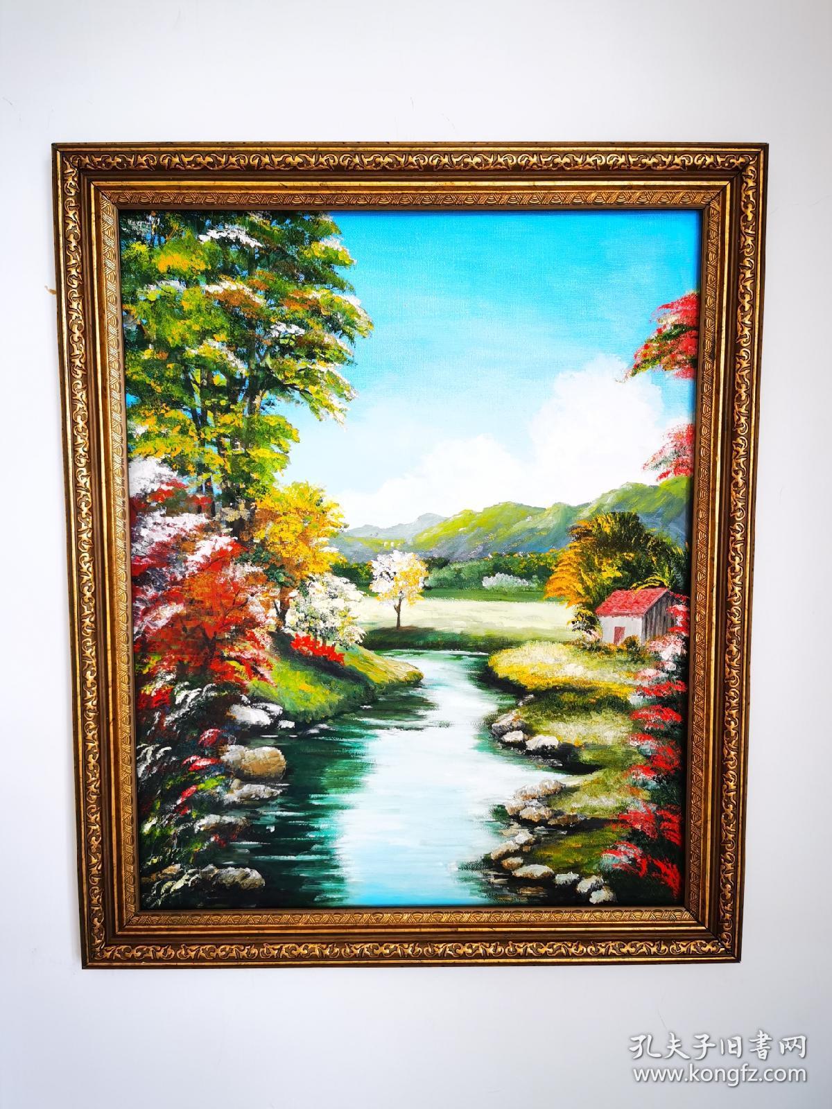 纯手绘纯手工风景油画装饰画挂画上墙挂墙欧式美式现代时尚简约工艺品