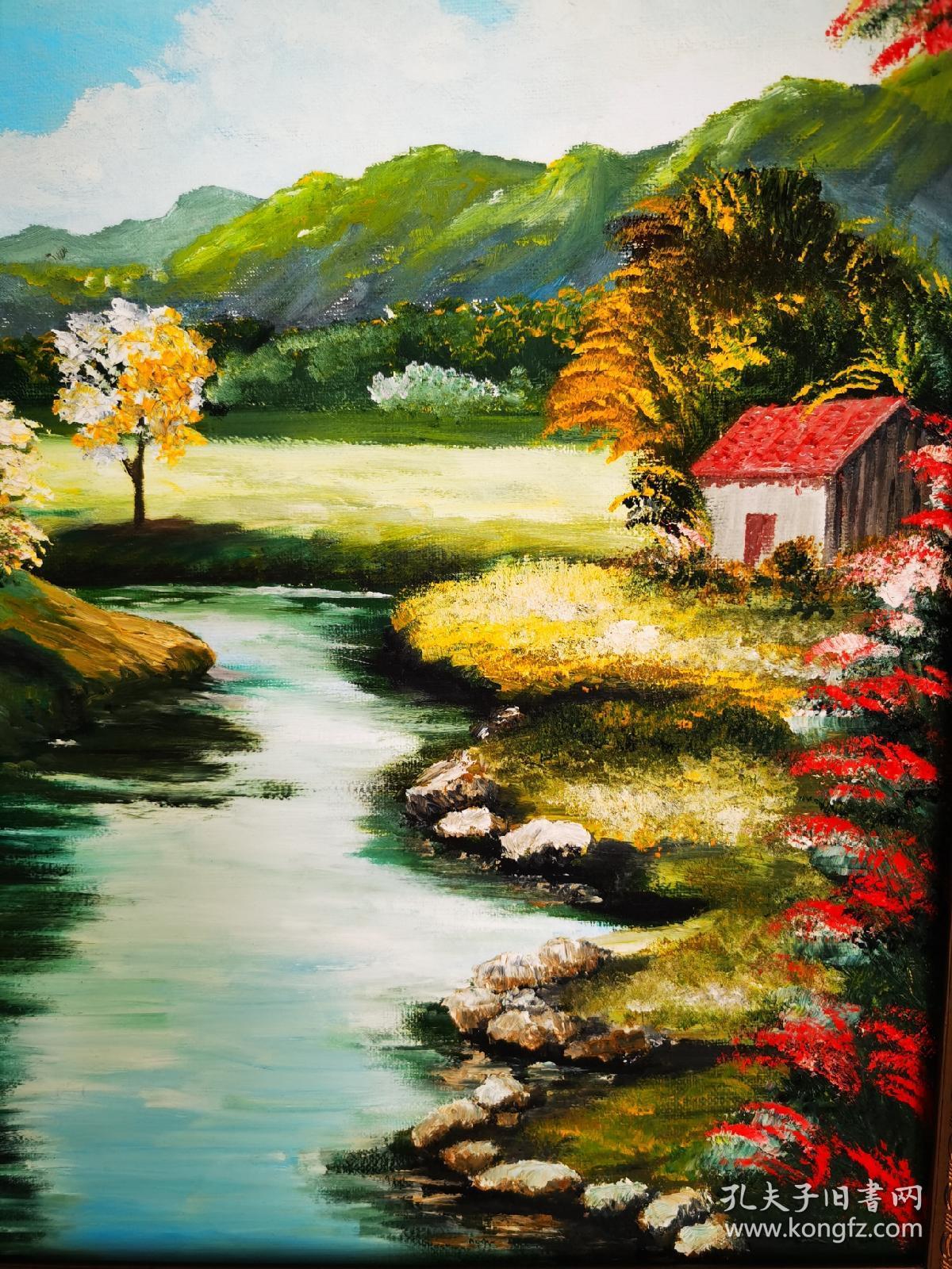 纯手绘纯手工风景油画装饰画挂画上墙挂墙欧式美式现代时尚简约工艺品