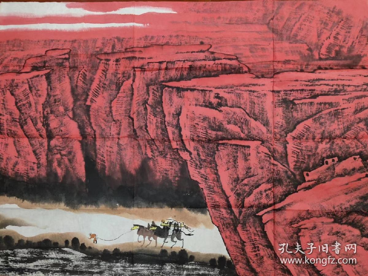 【周尊圣】天山红 山水画一幅,四尺整纸,68厘米//136厘米,喜欢的不要
