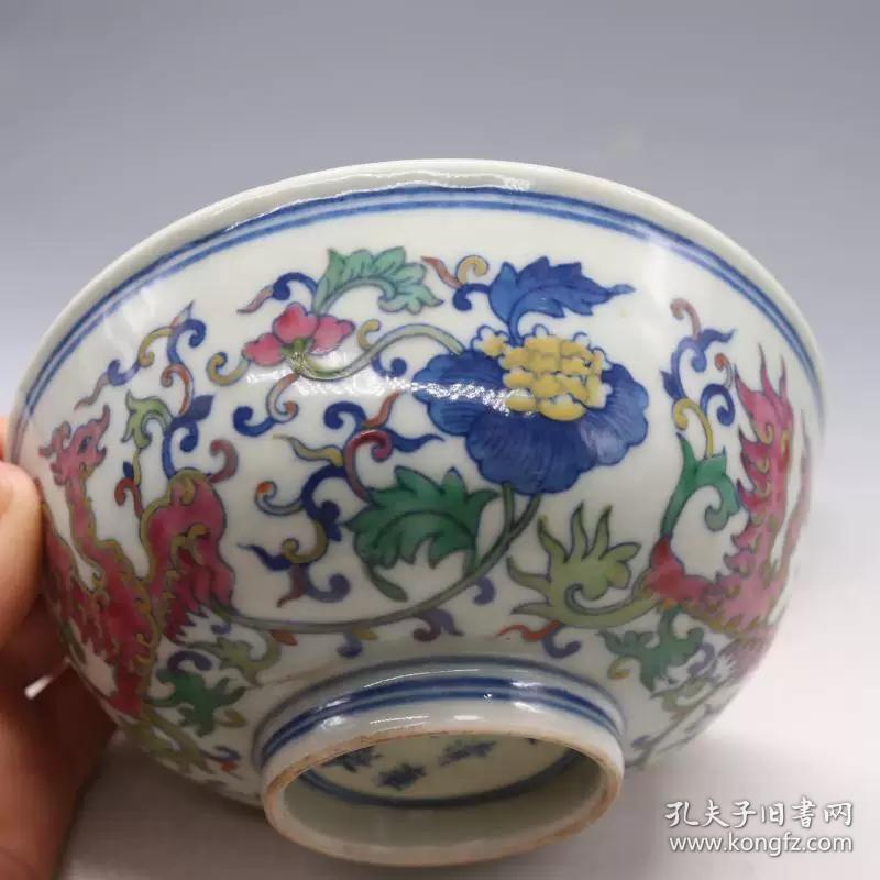 清雍正青花斗彩牡丹凤碗