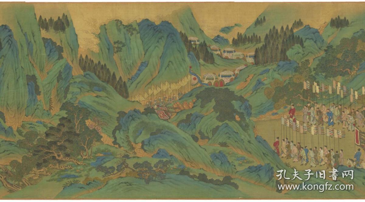 画卷内容取自西汉司马相如的名篇《上林赋,作品描绘了上林苑宏大的
