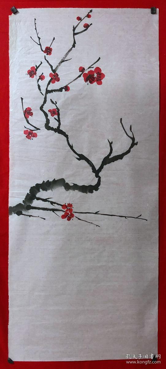 书画原作4765,无款花鸟画,梅花,三尺全开