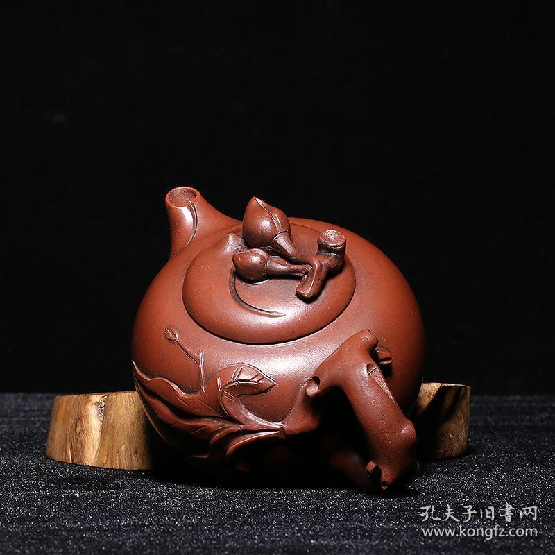 复刻宜兴紫砂壶汪寅仙制 红泥 小品寿桃壶