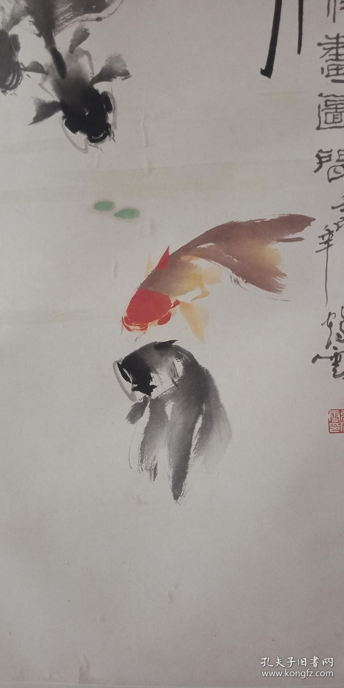 山东老画家 张鹤云金鱼花鸟画精品 画鱼大家