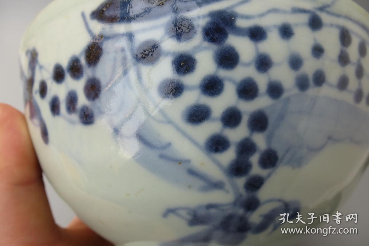 保真清三代青花古瓷器 清代雍正青花过墙龙大碗 民间古物珍品包老
