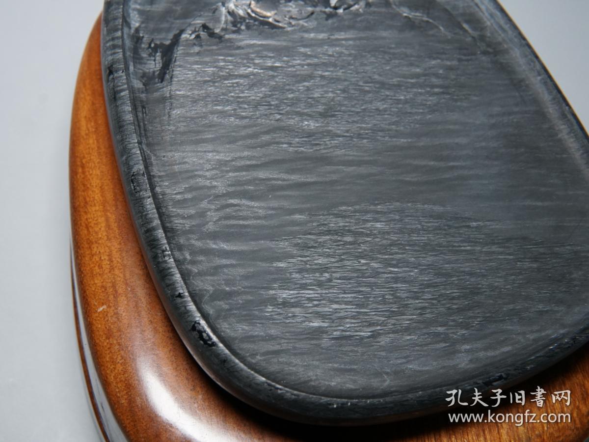 【黄山歙砚:水波纹砚(生肖鼠造型 带木盒)1980年