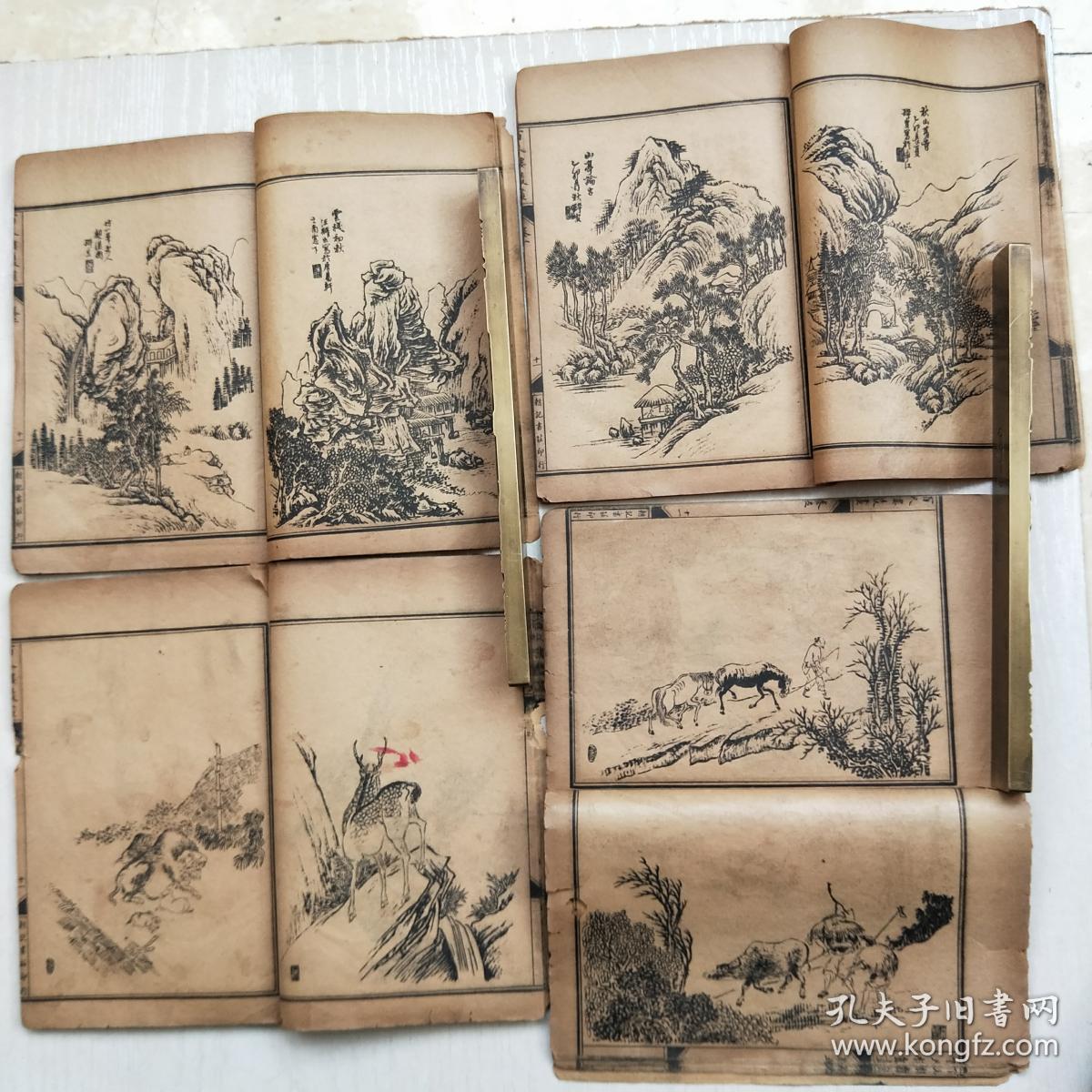 民国,线装,石印,绘画,画谱,名人绘画《百尺楼》四卷,卷一,卷二,卷五