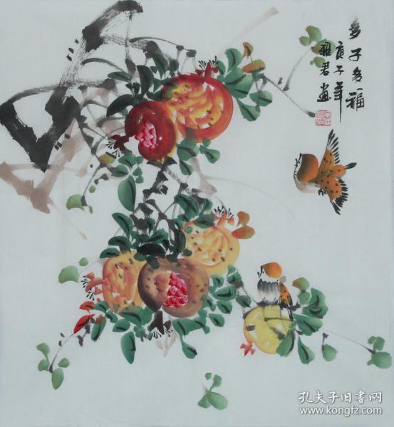江苏省美协会员,当代著名的实力派画家吴雅君《多子多福》h1048