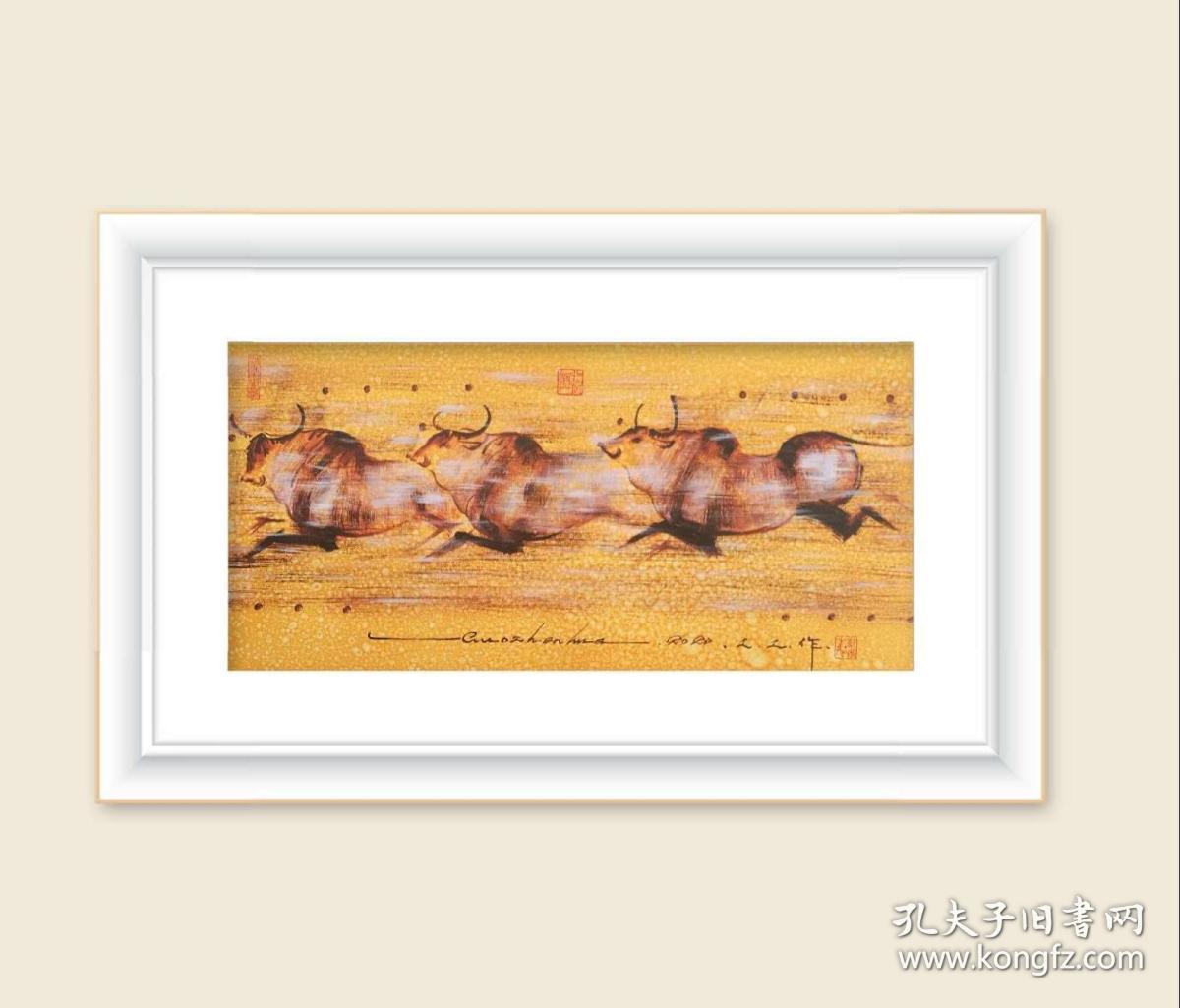 原创油画《牛》纯手绘客厅玄关装饰画壁画挂画风景花卉大气动物