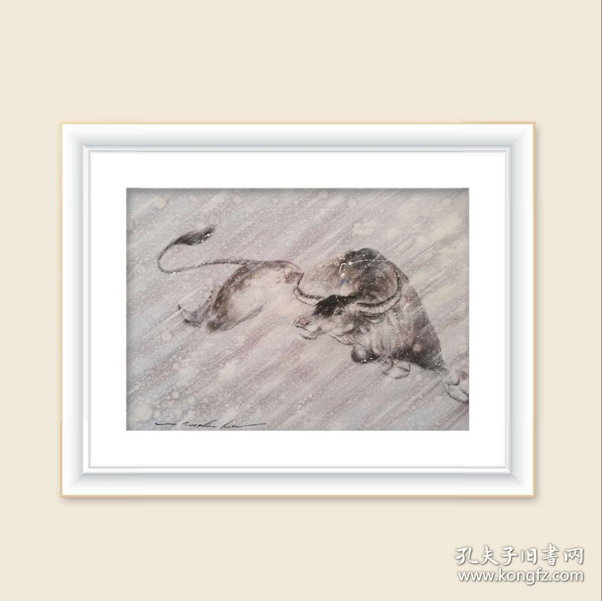 原创油画《牛》纯手绘客厅玄关装饰画壁画挂画风景花卉大气动物09