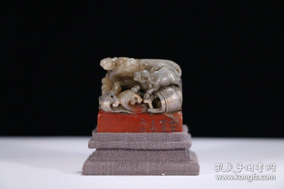 清 寿山石雕双牛印章