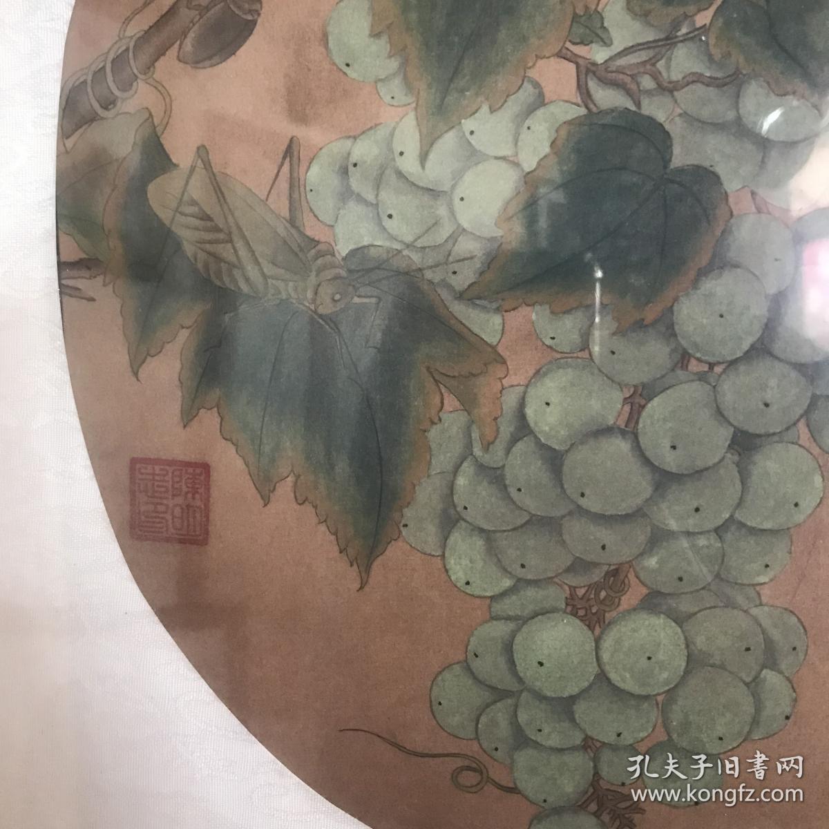 手绘宋小品「葡萄草虫图」