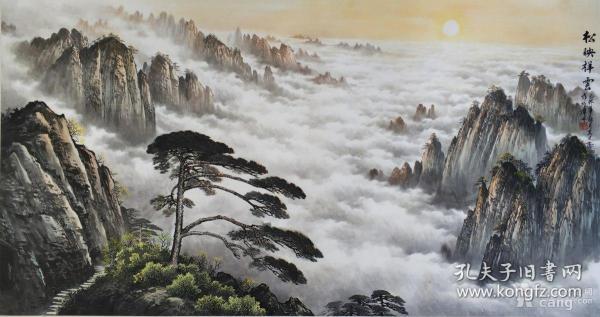 吴其才黄山题材 松映祥云图 六尺整张