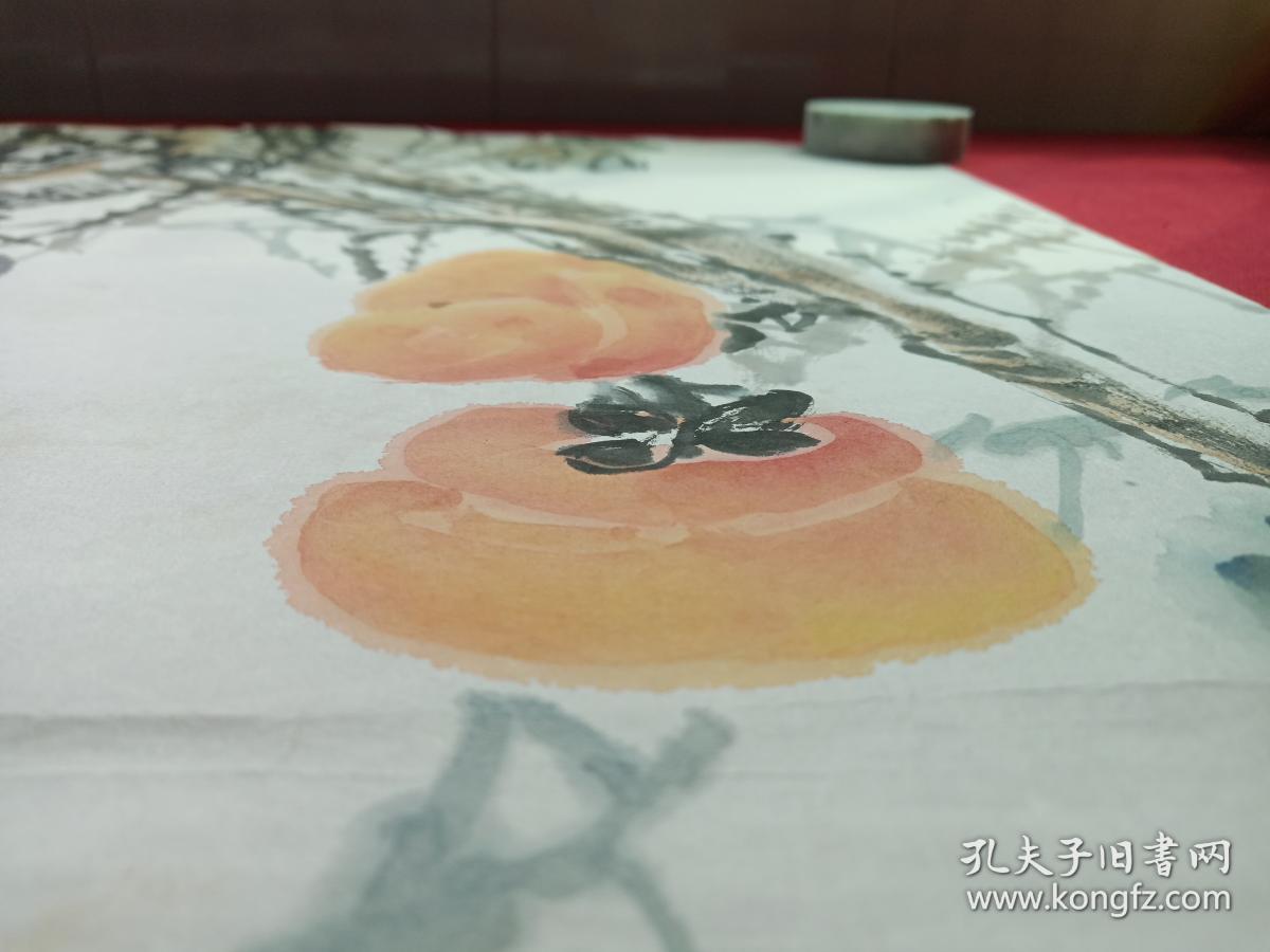 希胜俊平水墨国画事事如意柿图立轴软片2004年三月甲申三月中国石油
