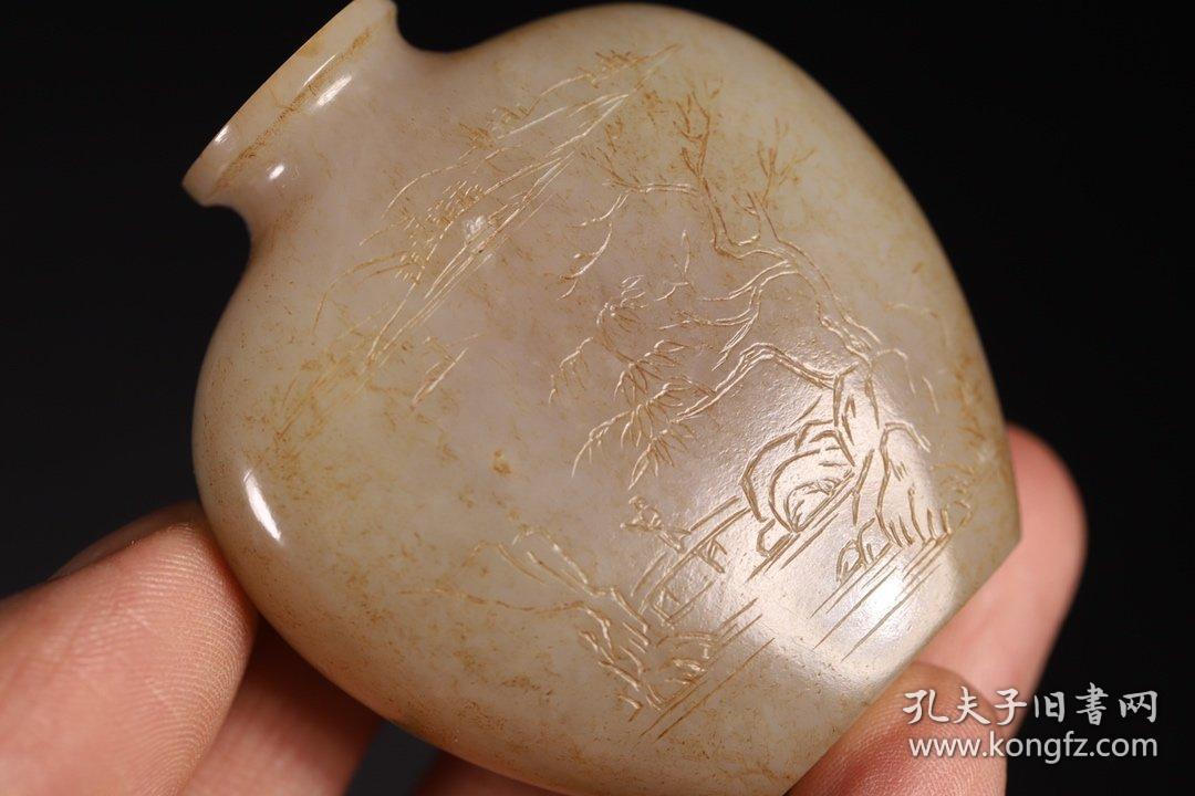 回流 清代 和田玉籽料鼻烟壶