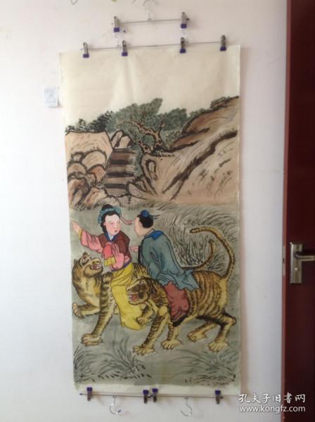 吴彩鸾跨虎入山图(2)手绘彩色国画 货号29