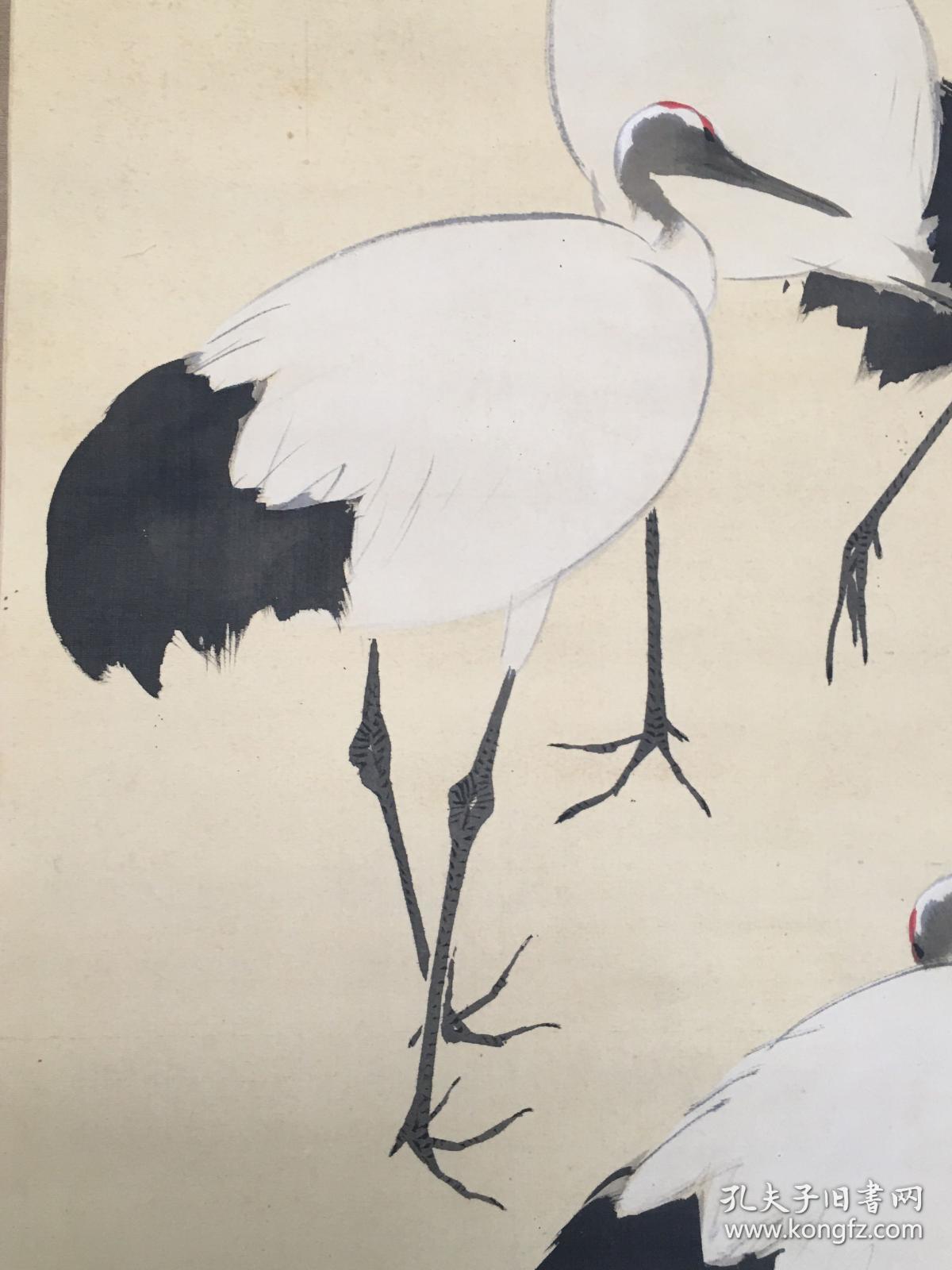 日本名家绘画:渡边公观《三羽鹤(保真迹)