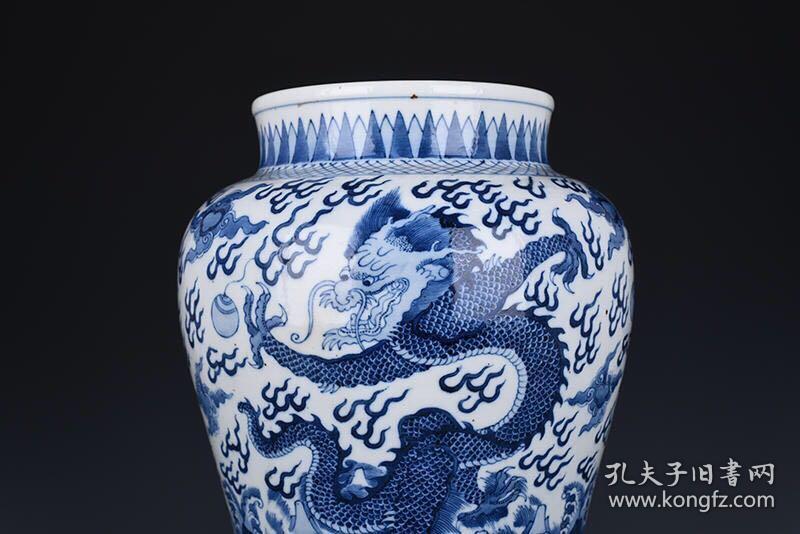 清康熙青花海水云龙纹罐 古玩古董古瓷器 36×26厘米